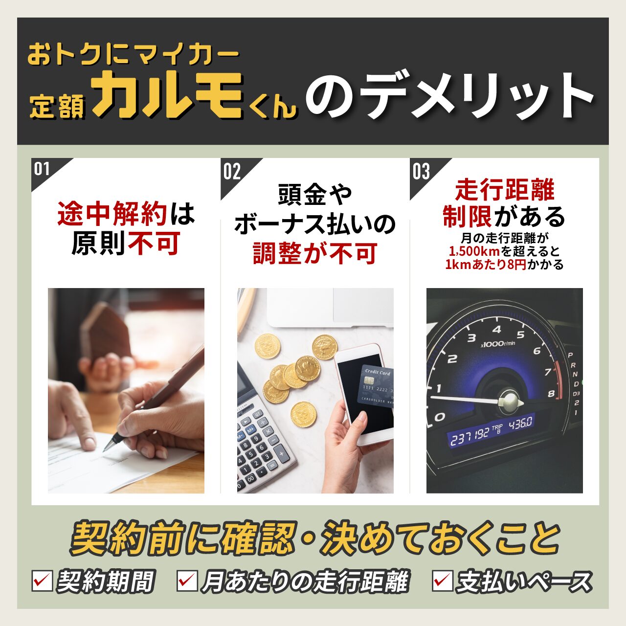 定額カルモくんのデメリット