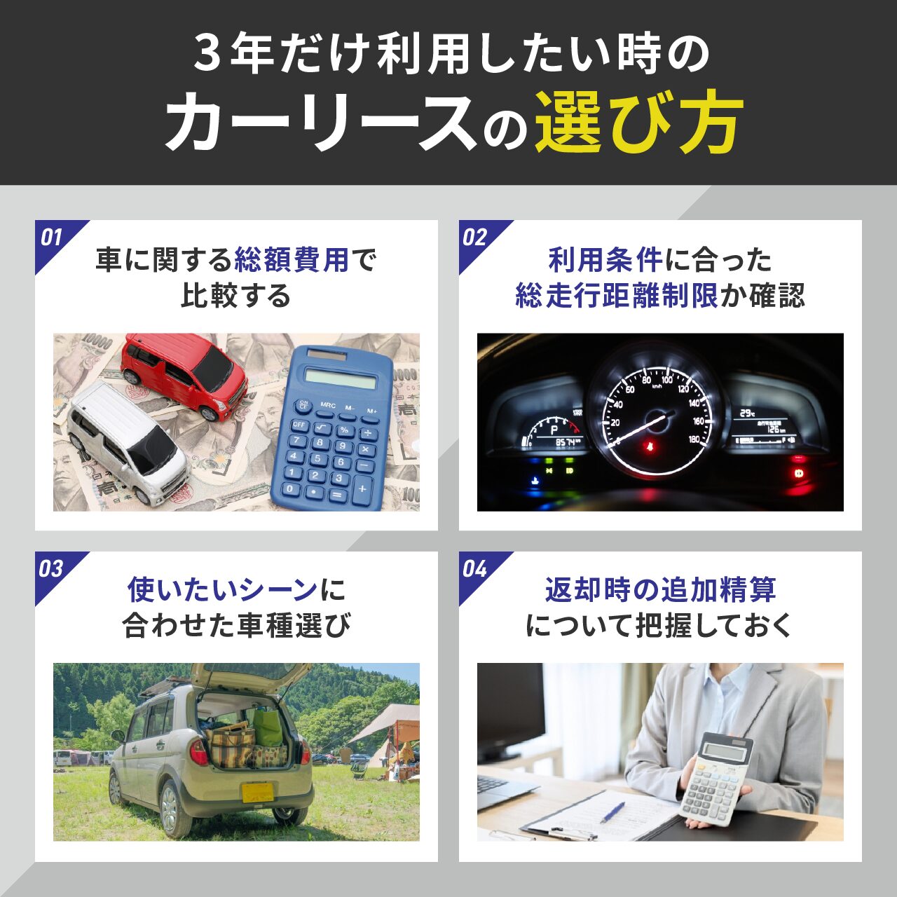 3年だけ利用したい時のカーリースの選び方
