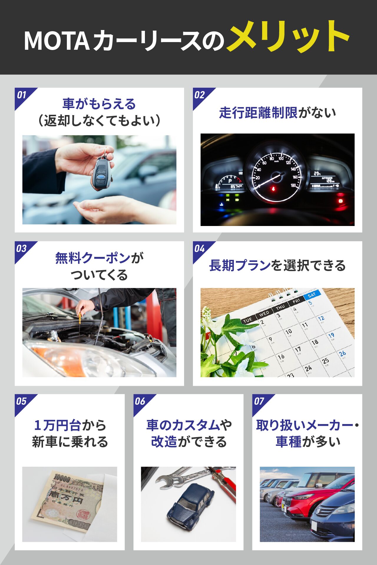 MOTAカーリースのメリット