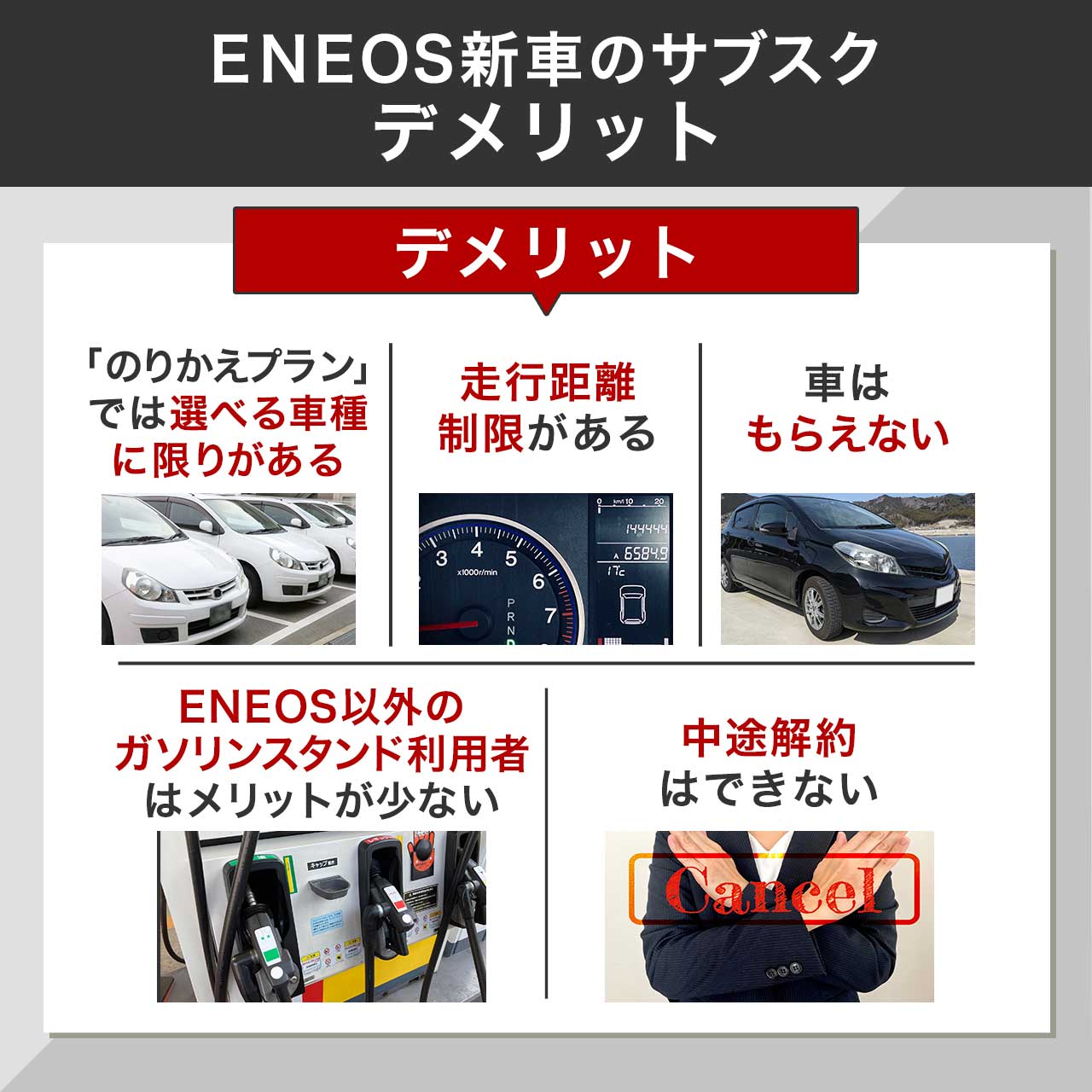ENEOS新車のサブスクのデメリット
