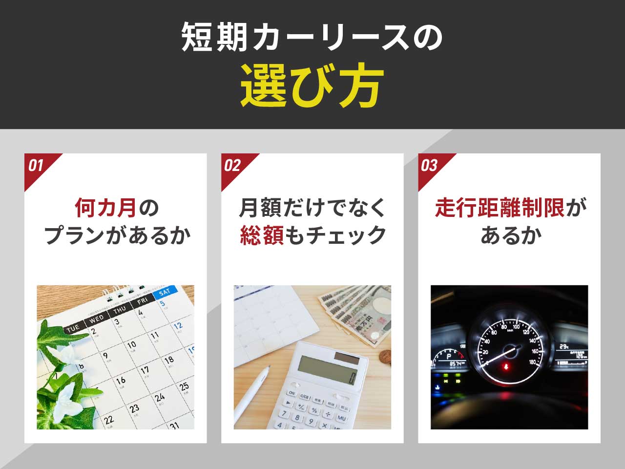 短期カーリースの選び方