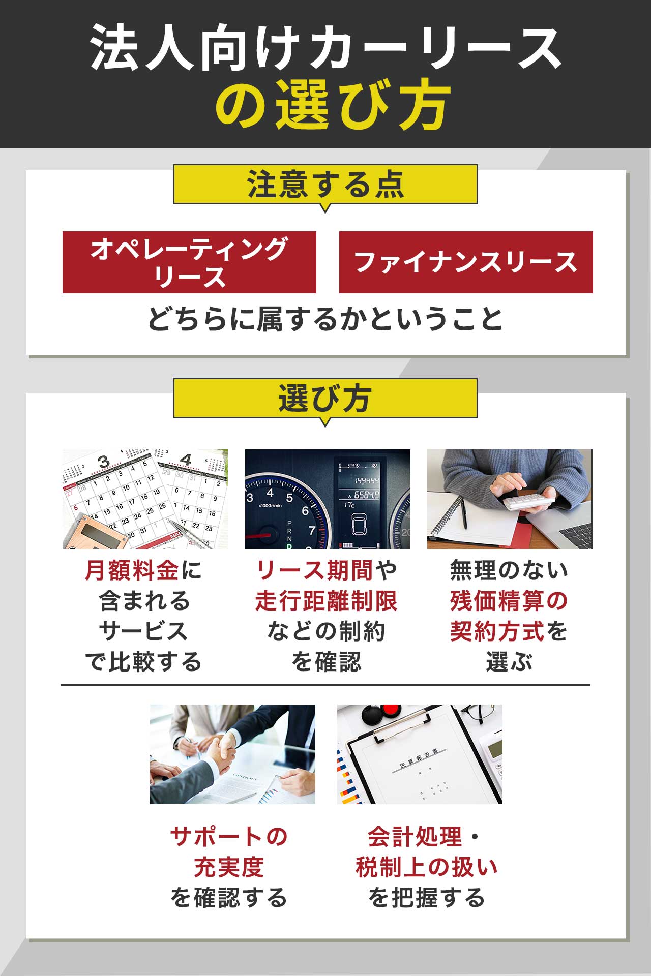 法人向けカーリースの選び方