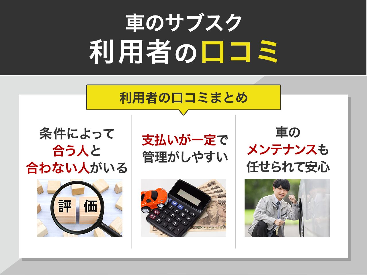 車のサブスク利用者の口コミ
