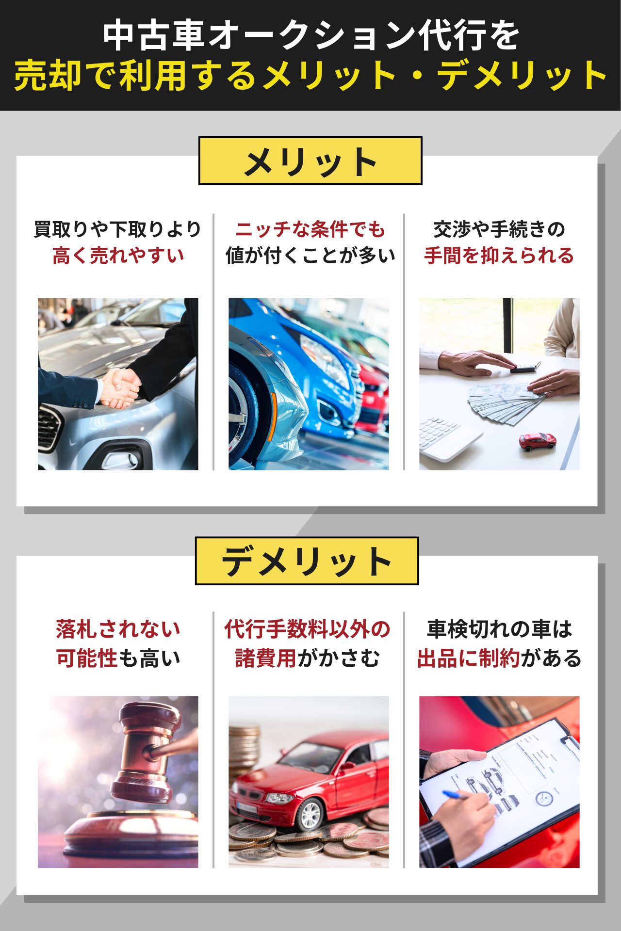 中古車オークション代行で車を売却するメリット・デメリット